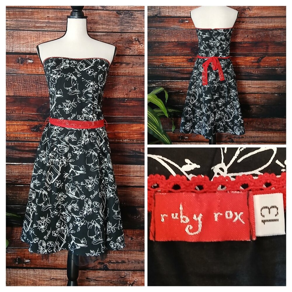 Ruby Rox Vintage Dress 13 Strapless Belted Party La Mode Rockabilly Pinup Retro